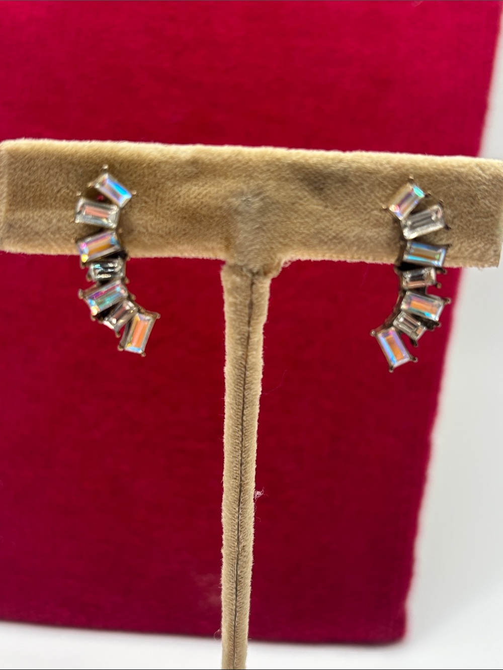 BaubleBar Iridescent Baguette Crystal Ear Climber Earrings